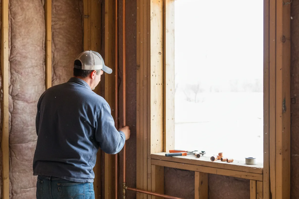 Licensed plumber running new copper supply lines in a Fayette home